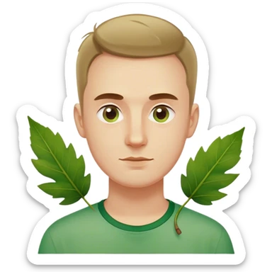 polish man in green shirt leaf sticker