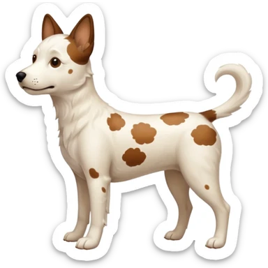 White dog with brown spots with only three legs, from the side  sticker