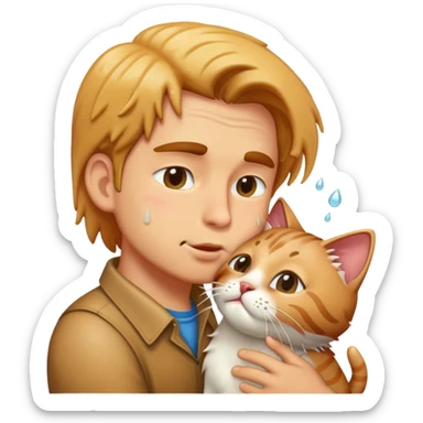 Men kissing a wet cat sticker