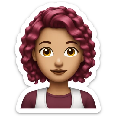 Burgandy hair on white pretty girl sticker