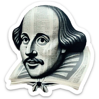 Shakespeare made of newspaper cuttings 420 roses flowers sticker