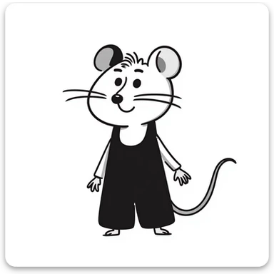 Simple hand-drawn mouse with whiskers and a long tail sticker