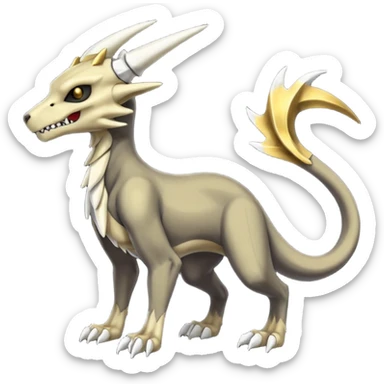 Skeletal Evil Shiny Glowing Cubone-Marowak-Zoroark-Anubis-Wendigo-Fakémon-hybrid-creature (full body), 4 legs sticker