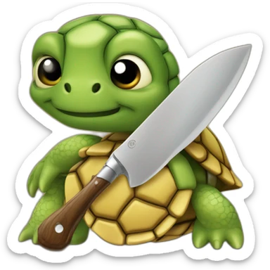 tortue dans un trou avec un couteau sticker