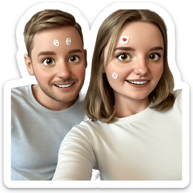 smiling duo with bandaid sticker