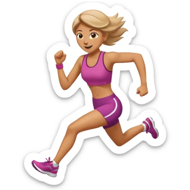woman exercising, running, energetic expression, emoji style sticker