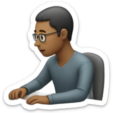 A person learning about computers sticker