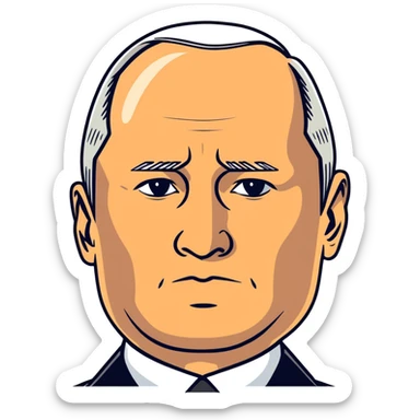 Vladimir Putin portrait with serious expression sticker