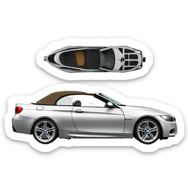 A single BMW 335i Msport with roof down side view sticker