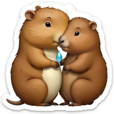 Capibara cargando un beso sticker