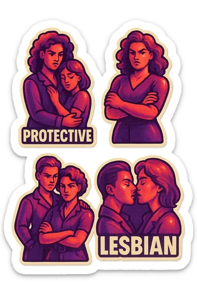 lesbian sticker pack - women who made it for women who love women - bossy dominative style, mood: protective sticker