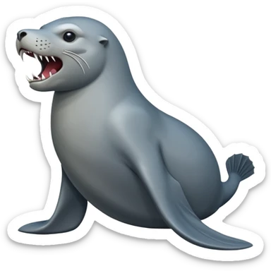 scary grey sea lion full body sticker