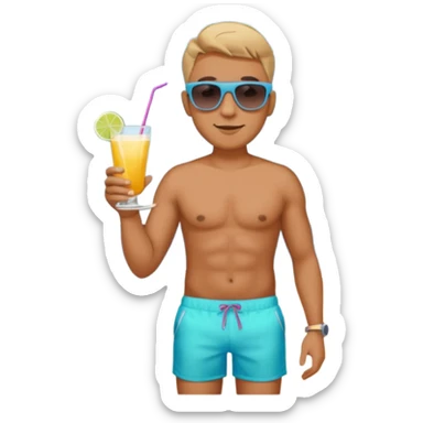 men at the beach sticker