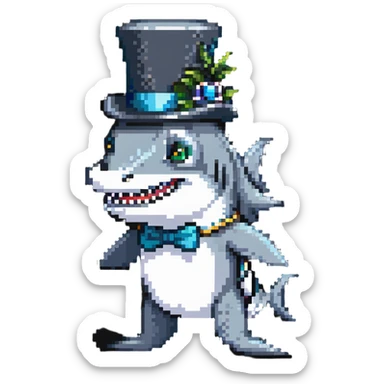 shark wearing a top hat and monocle sticker