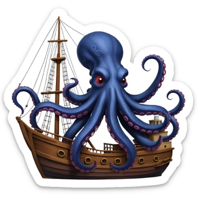 Kraken – Giant octopus with tentacles wrapping a ship sticker