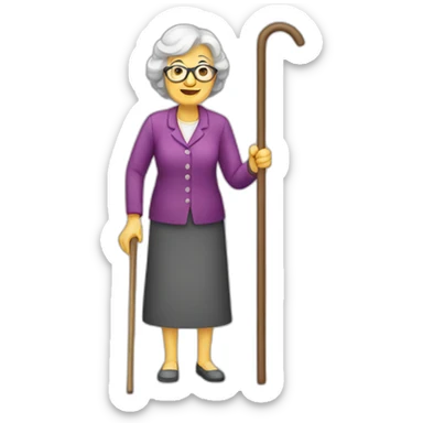 senior woman cane user sticker