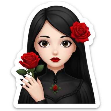 Gothic black nails holding rose  sticker