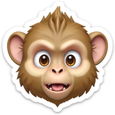 Cinematic Comical Macaque Portrait Emoji, Head tilted dramatically with an exaggerated, shocked expression and a raised eyebrow, featuring a lively, nimble build with spiky fur and wide, comically expressive eyes, Simplified yet hilariously animated features, highly detailed, glowing with a slightly sassy, vibrant glow, high shine, dramatic yet playful, stylized with an air of cheeky primate attitude, soft glowing outline, capturing the essence of a meme-worthy macaque that looks ready to deliver a playful side-eye into viral fame! sticker