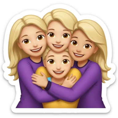 Three light skin girls hugging sticker