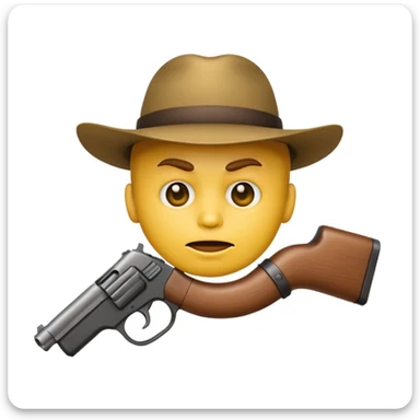 Standard yellow face emoji with a gun in its mouth sticker