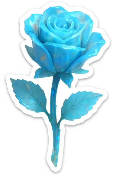 blue Opal crystal rose flower, remove background sticker