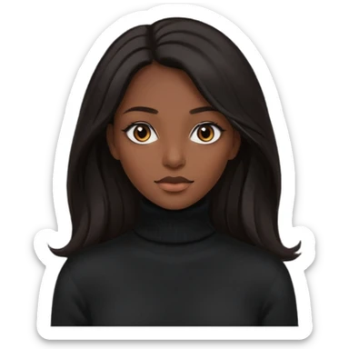 Mujer de pelo muy largo oscuro ojos oscuros muy atractiva y jersey de cuello vuelto sticker