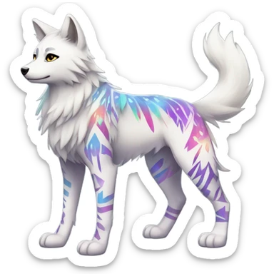 Fionbri-Falvie-sparkle-greywolf-sona with shiny glowing colorful tribal markings full body sticker