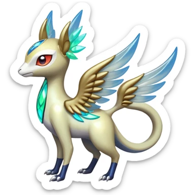 Angelic Divine Iridescent Bioluminescent Translucent Luminescent Diaphanous Shiny Colorful Meloetta-Latias-Koraidon-Peppercat-Wargreymon-Protogen-Fakémon-fusion-hybrid-creature sticker