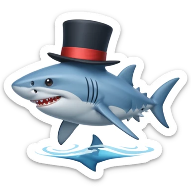 Shark with a top hat sticker