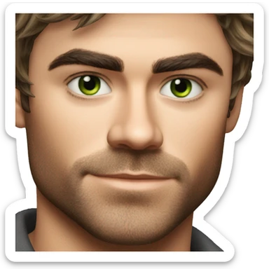 Zac efron with green eyes and stubble beard sticker