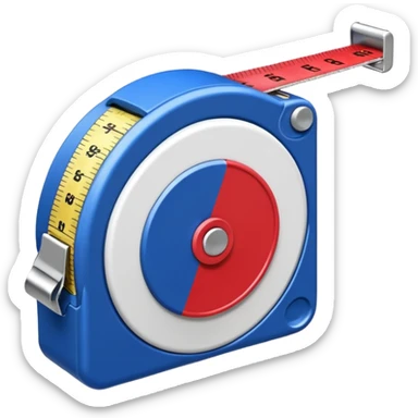 Create my a cartoon/realistic tape measure thats red white and blue. Do not include any yellow. sticker