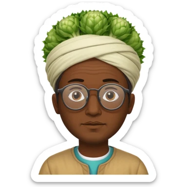 Half moroccan man with a fennel on his head and glasses on sticker