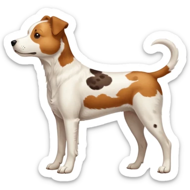 White dog with brown spots with only three legs, from the side  sticker