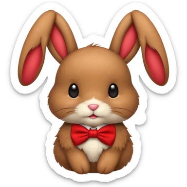 brown bunny with red bowtie sticker