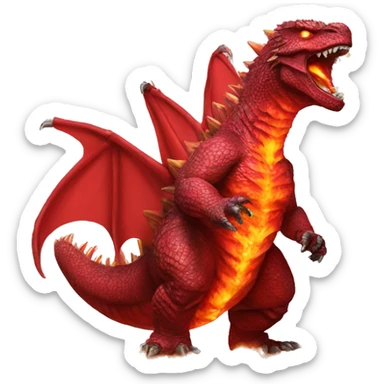 red godzilla breathing fire sticker