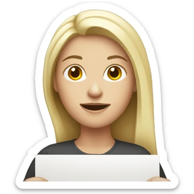 White woman holding a sign 4 B sticker