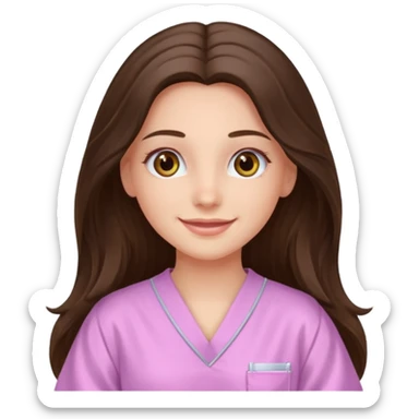 happy long haired brunette girl hazel eyes in light pink in therapy sticker