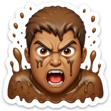 Indian man very dirty with brown slime. Angry screaming with rage sticker