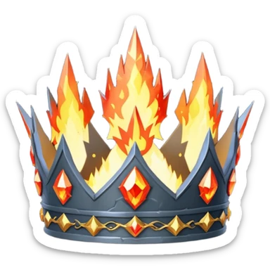 fantasy magic crown of fire and ash low poly sticker