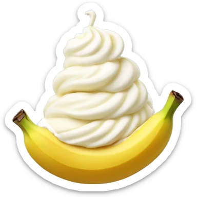 Banana with whipped cream on top sticker