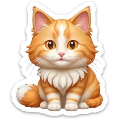 A 3D cartoon orange-ginger Ragdoll cat with gentle smile, fluffy tail, soft rim lighting, dreamy Memoji-style tone. sticker