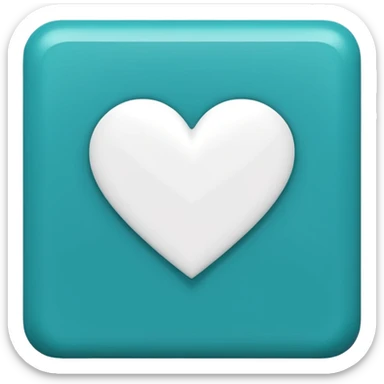 teal square with a white heart and a line at the bottom sticker