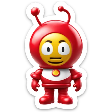 Very shiny full body pill medical Anpanman with big boots and antennae red and white colors only sticker