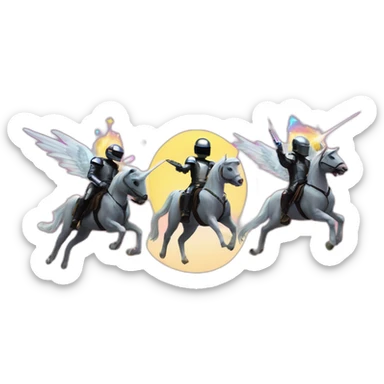 Daft punk robots riding unicorns into the sunset sticker