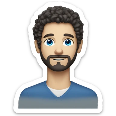White english Man with dark curly hair and beard blue eyes sticker