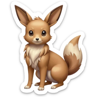 Kawaii Shiny Colorful Pastel Slender Elegant Sleek Thin Beautiful Gorgeous Pretty Mature Realistic Eevee-Fakémon-Pokémon-creature Full Body sticker