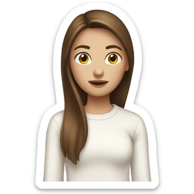girl with brown straight hair and white skin wearing a white sweater sticker