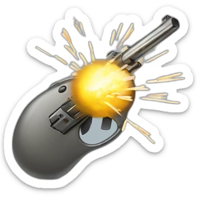 a pc mouse firing bullets sticker