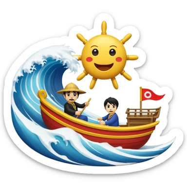 jimbei steering the thousand sunny on a giant wave sticker