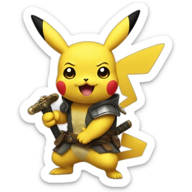 Pikachu with katana sticker